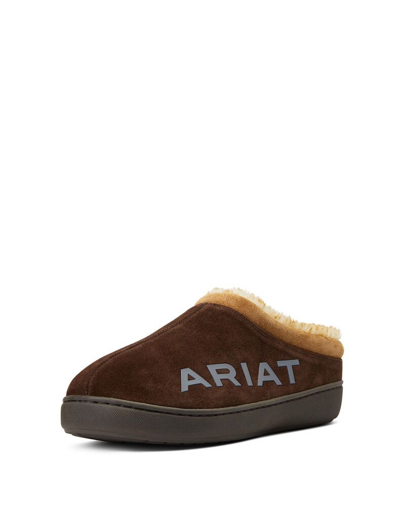 Chaussons Ariat Logo Encapuchonné Back Clog Chocolat | UOB-1061466