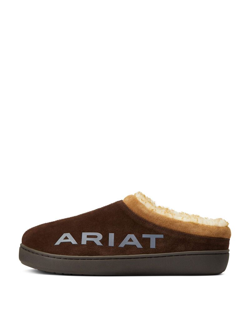 Chaussons Ariat Logo Encapuchonné Back Clog Chocolat | UOB-1061466