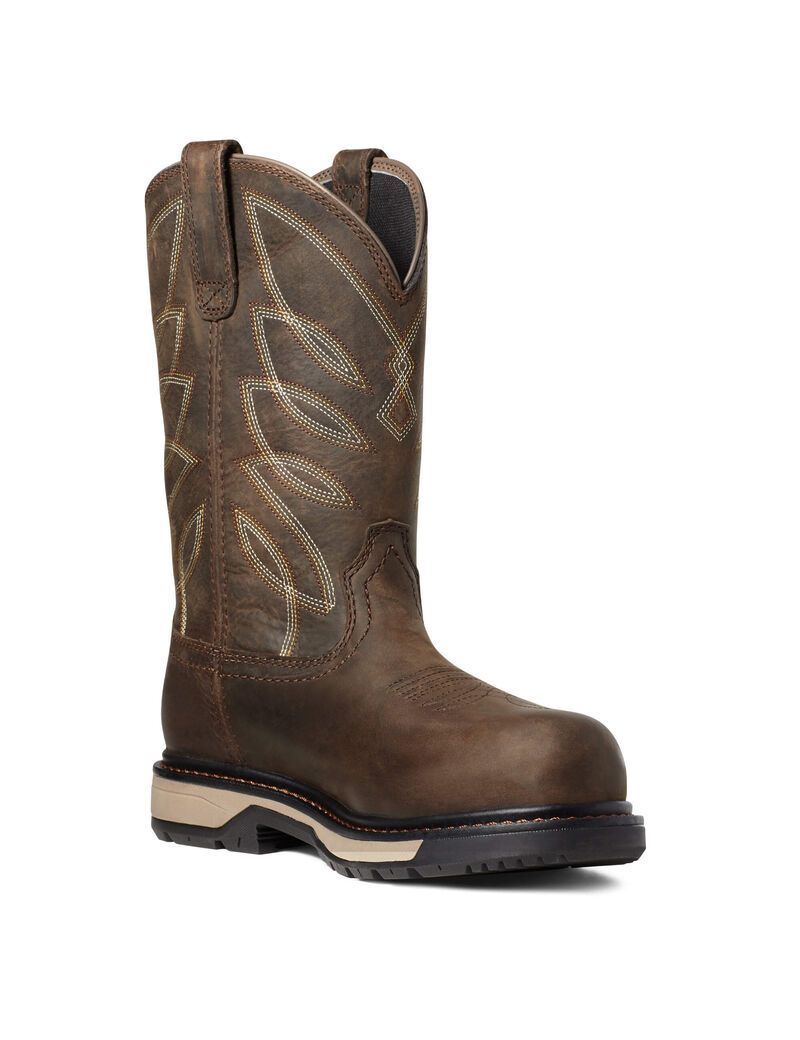 Bottes de Travail Ariat Riveter CSA Imperméables Composite Embout Marron Foncé | ULV-6209935