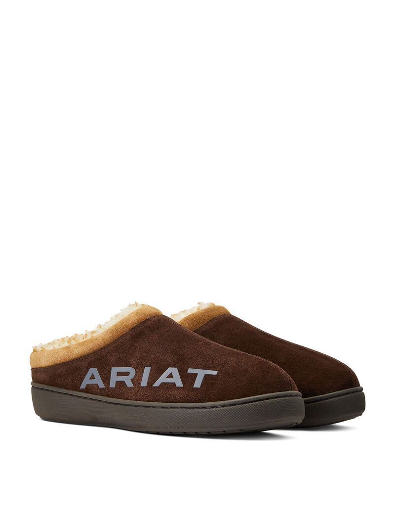 Chaussons Ariat Logo Encapuchonné Back Clog Chocolat | UOB-1061466