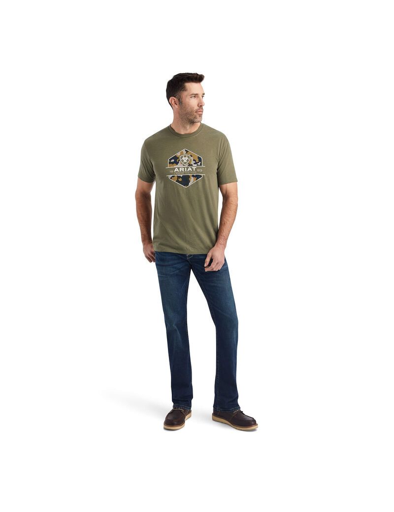 T Shirts Ariat Camo Badge Multicolore | OJG-9221040