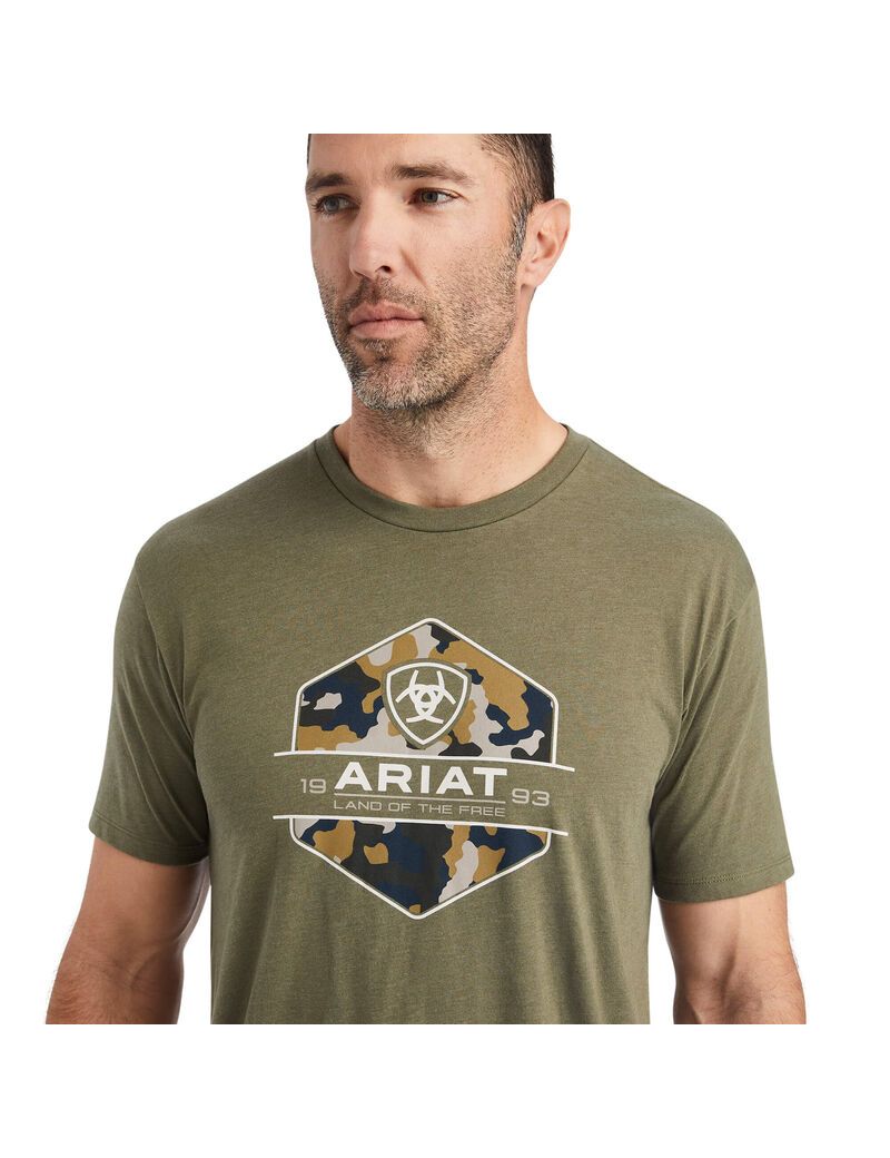 T Shirts Ariat Camo Badge Multicolore | OJG-9221040