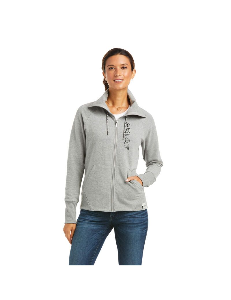 Sweats Ariat Team Logo Full Zip Grise | VSB-8322043