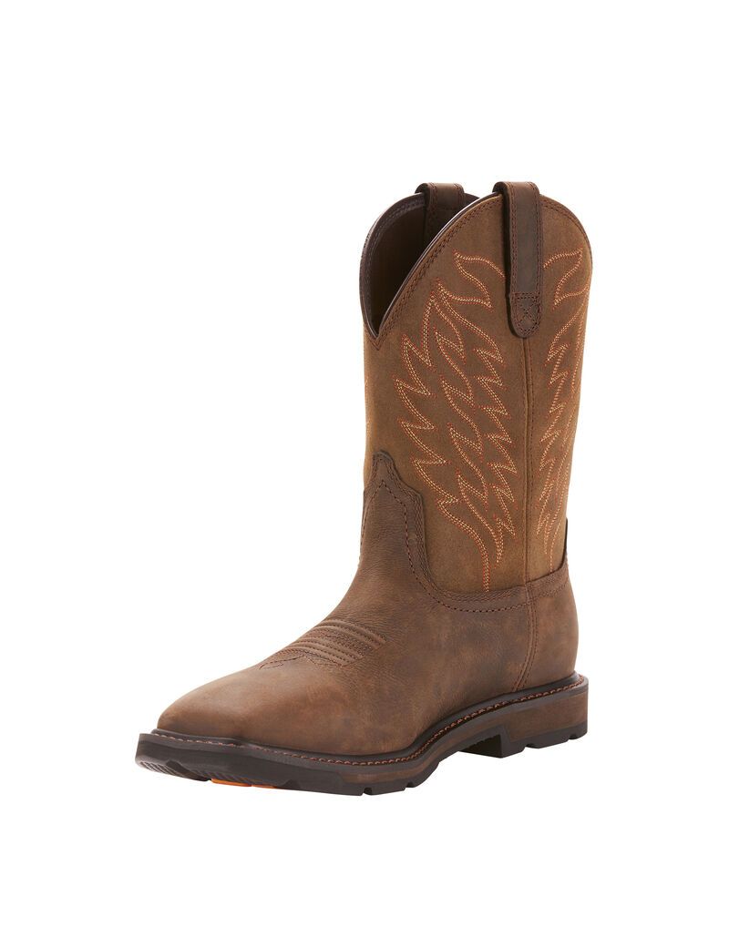 Bottes Imperméables Ariat Groundbreaker Larges Square Embout Travail Marron Foncé | TDT-8448317