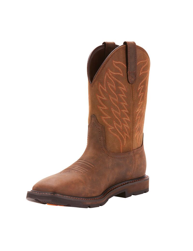 Bottes Imperméables Ariat Groundbreaker Larges Square Embout Travail Marron Foncé | TDT-8448317