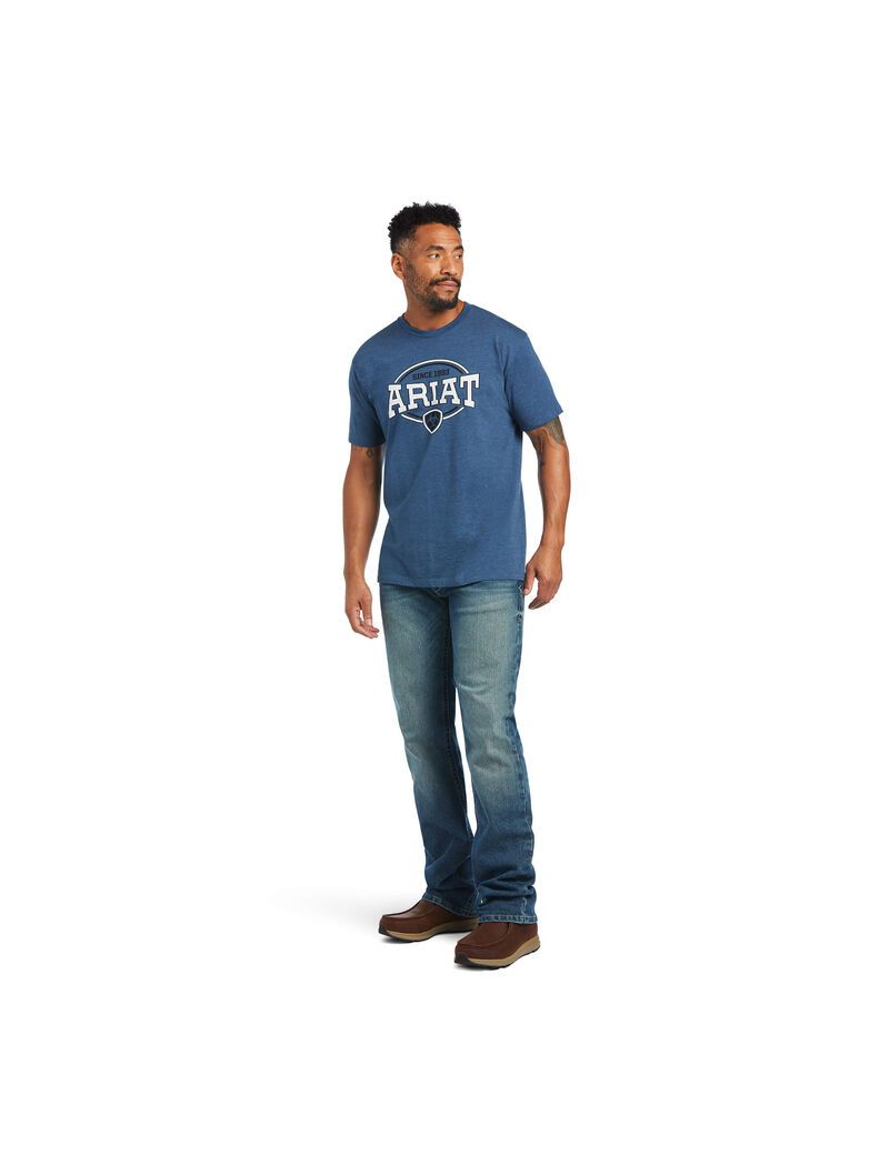 T Shirts Ariat 93 Shield Bleu | YHV-1577909