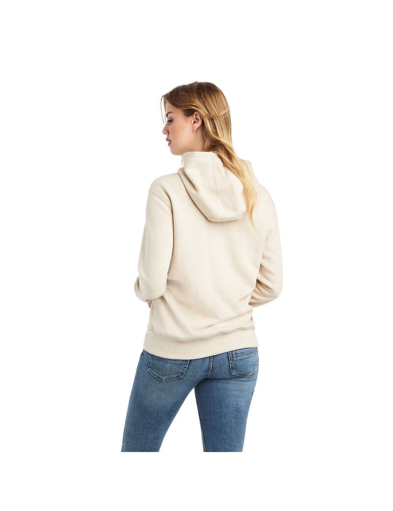 Sweat à Capuche Ariat REAL Branded Logo Beige | KOG-1632408