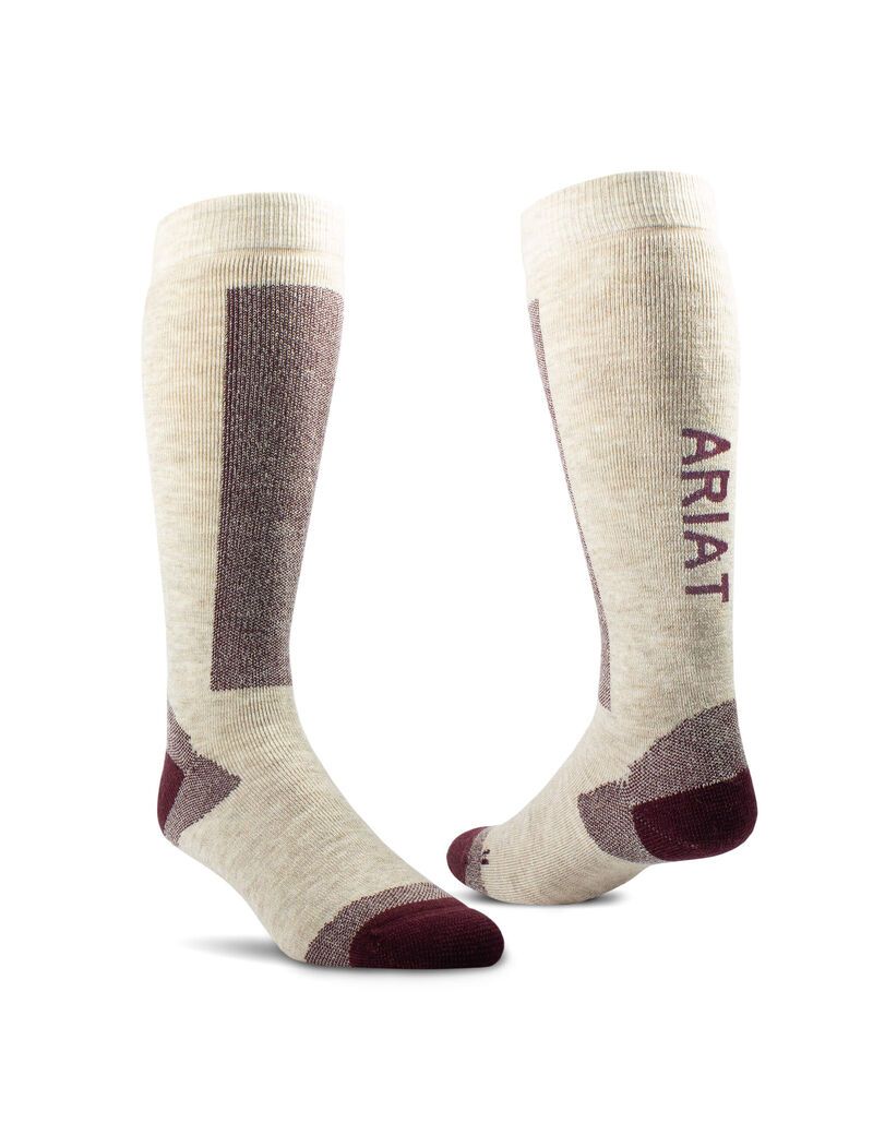 Chaussettes Ariat Merinos Bordeaux Bleu Clair | TPI-4890691