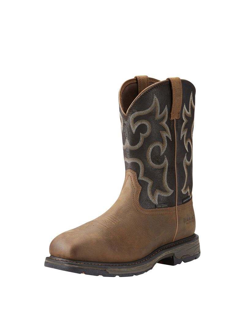 Bottes Imperméables Ariat WorkHog Larges Square Embout 400g 400g Composite Embout Travail Marron | IWM-1019488