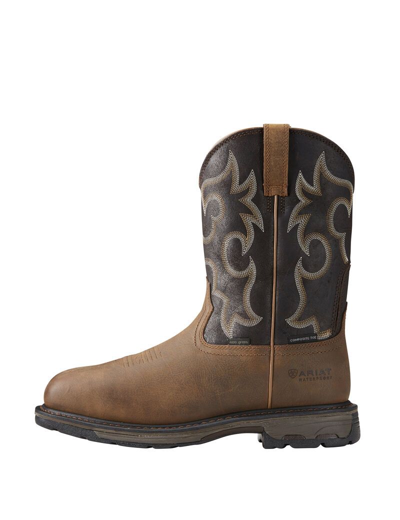 Bottes Imperméables Ariat WorkHog Larges Square Embout 400g 400g Composite Embout Travail Marron | IWM-1019488