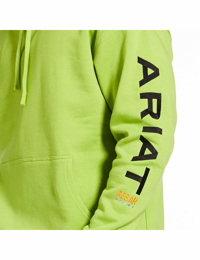 Sweat à Capuche Ariat Rebar Graphique Vert Clair Noir | PFS-6397116