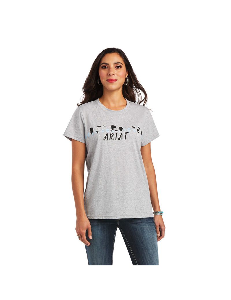 Hauts Ariat REAL Cow Pasture Tee Grise | QRM-0897004