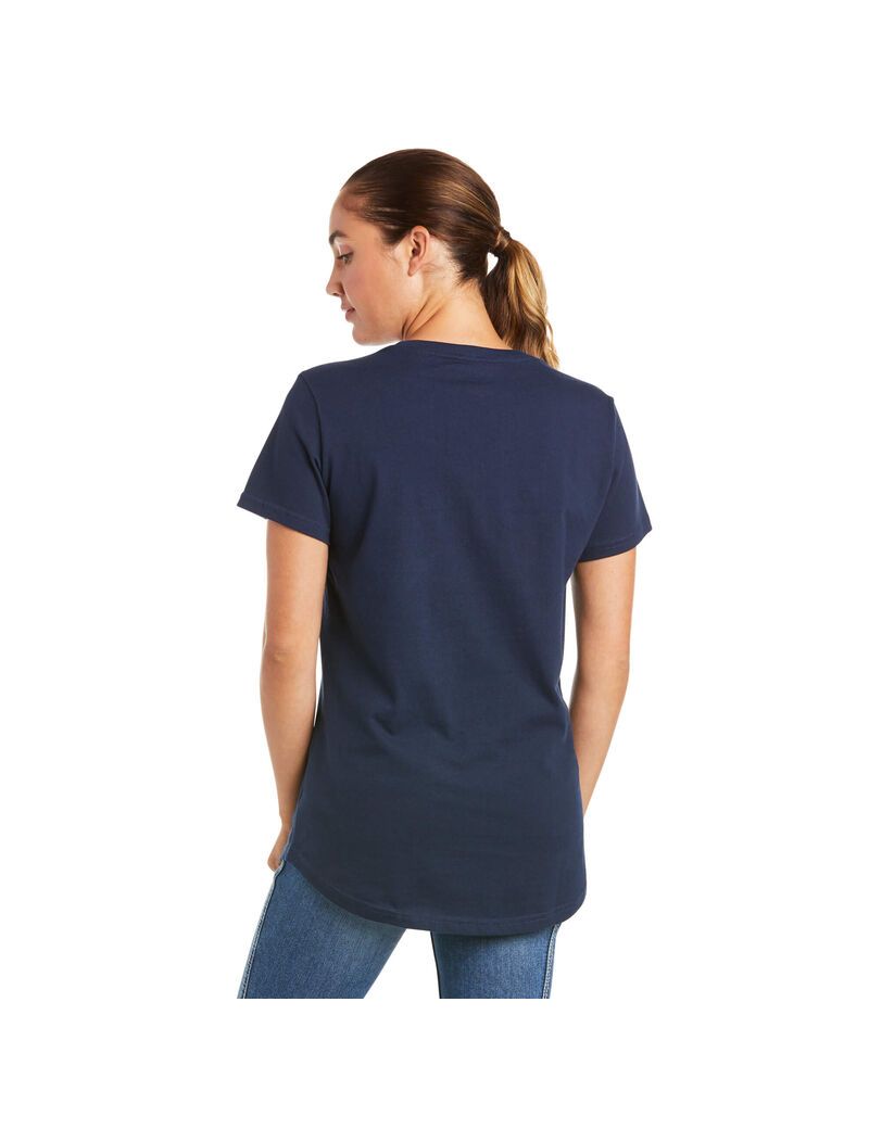 Vêtements De Travail Ariat Rebar Coton Strong V-Neck Top Bleu Marine | IZK-4280626