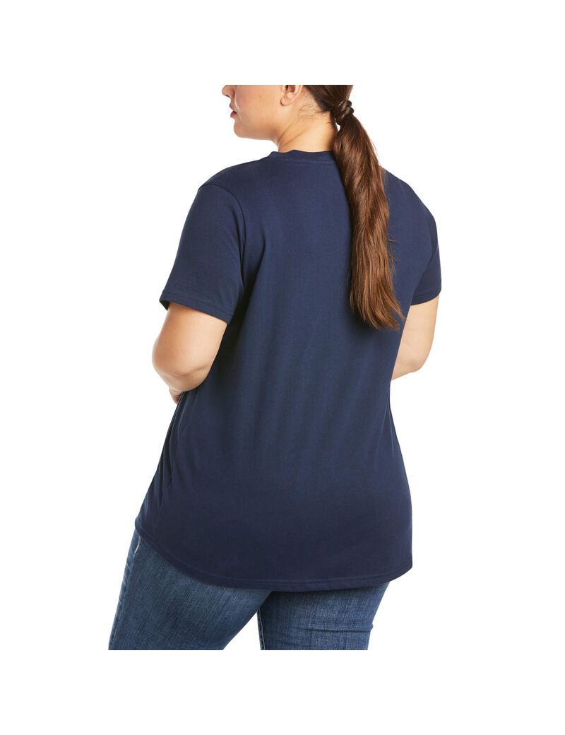 Vêtements De Travail Ariat Rebar Coton Strong V-Neck Top Bleu Marine | IZK-4280626