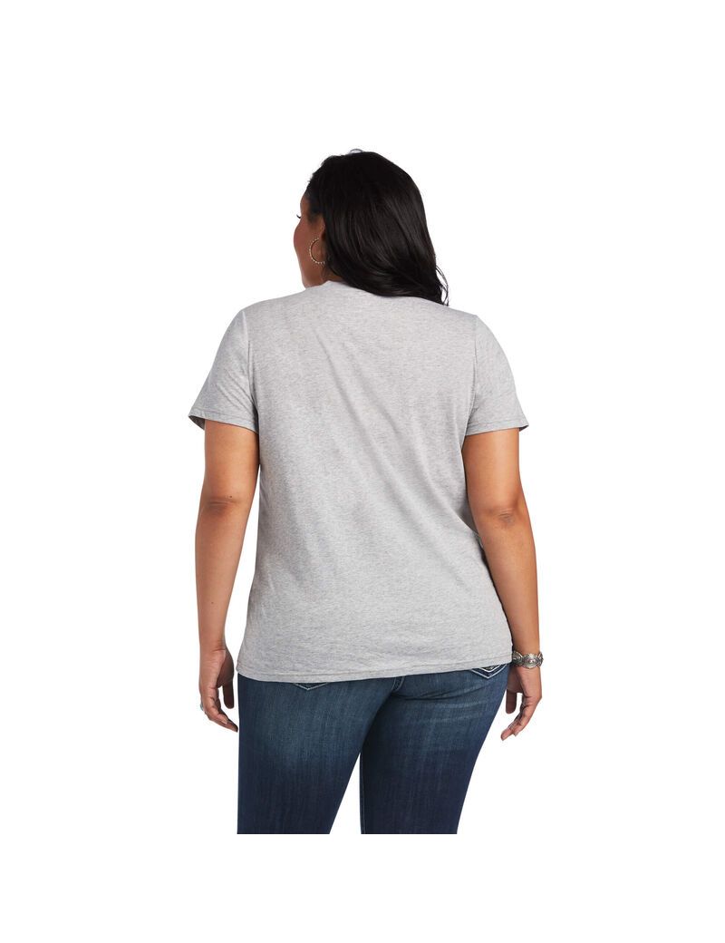 Hauts Ariat REAL Cow Pasture Tee Grise | QRM-0897004