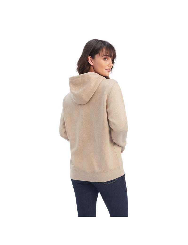 Sweat à Capuche Ariat REAL Shield Logo Beige Foncé | AZJ-8833359