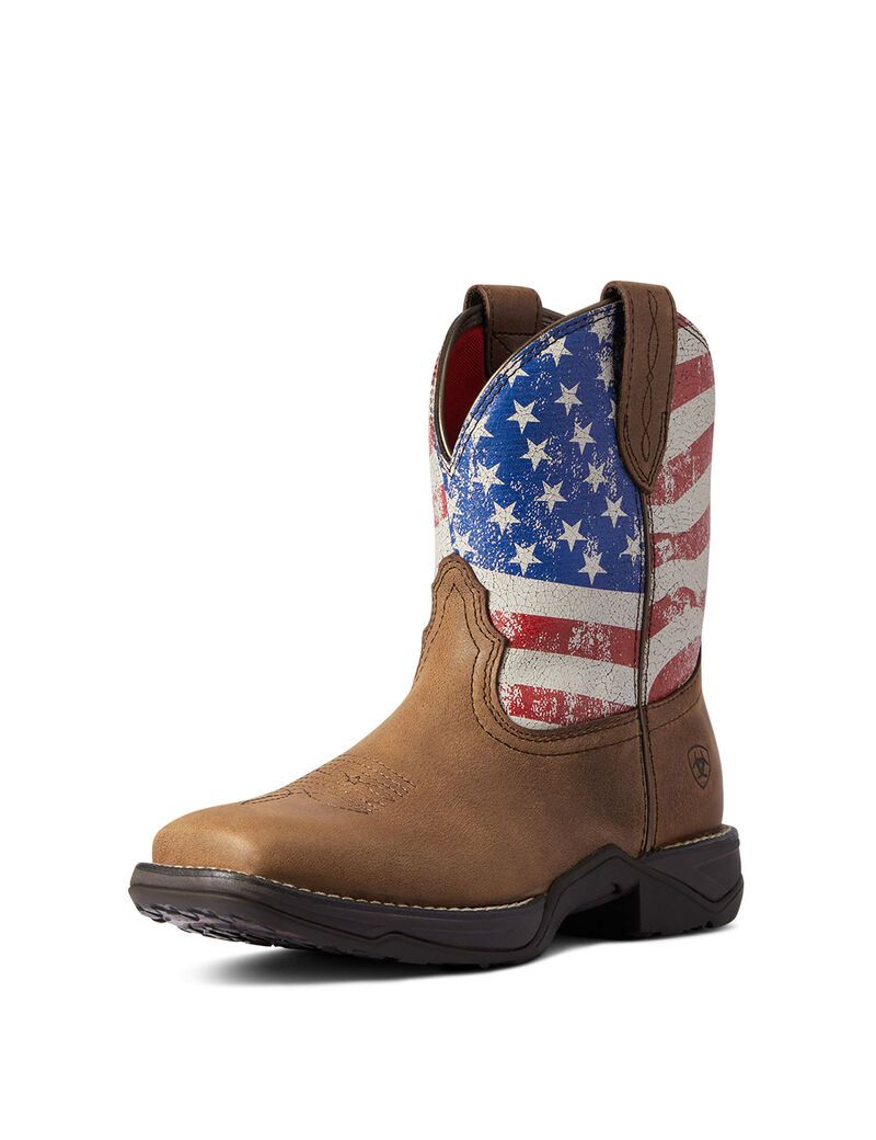 Bottes Western Ariat Anthem Shortie Patriot Rouge Marron | IHP-2506638