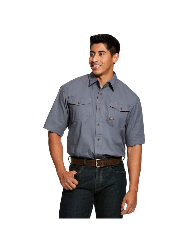 Chemises De Costume Ariat Rebar Made Tough DuraStretch Travail Grise | LMB-5858083