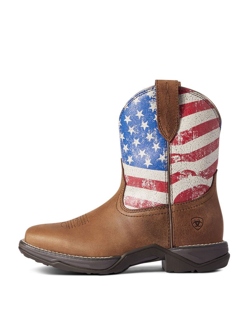 Bottes Western Ariat Anthem Shortie Patriot Rouge Marron | IHP-2506638