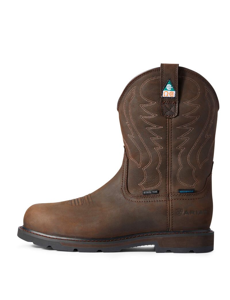 Bottes Imperméables Ariat Groundbreaker CSA Steel Embout Travail Marron Foncé | TFM-0777407