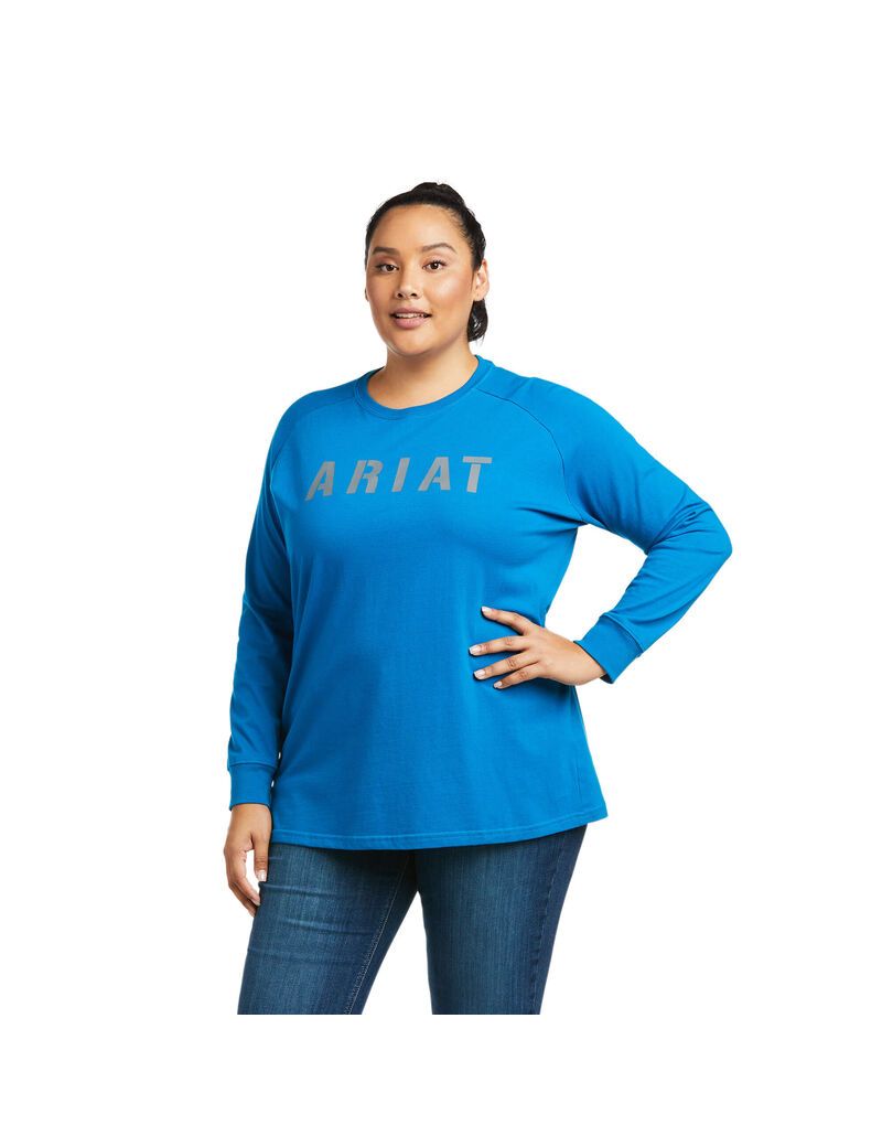 Vêtements De Travail Ariat Rebar CottonStrong Block T Shirts Bleu | YJM-3818177