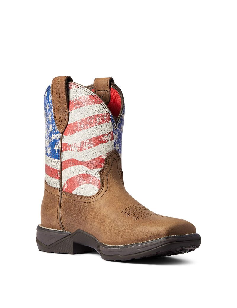 Bottes Western Ariat Anthem Shortie Patriot Rouge Marron | IHP-2506638