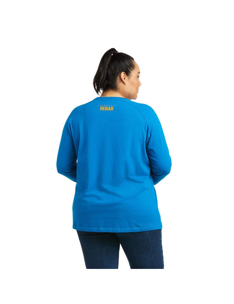 Vêtements De Travail Ariat Rebar CottonStrong Block T Shirts Bleu | YJM-3818177