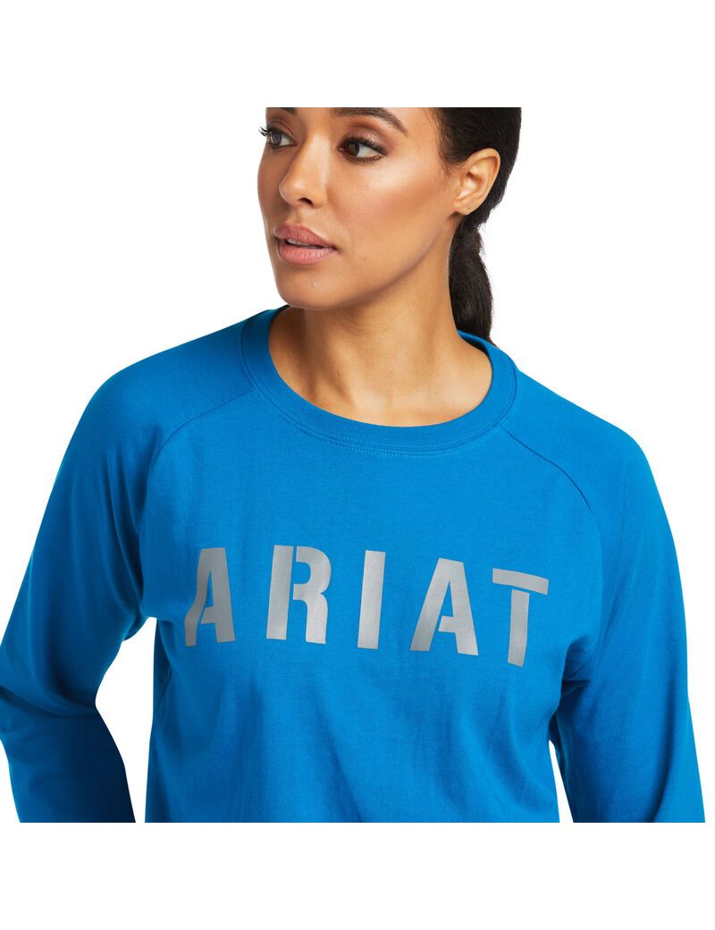 Vêtements De Travail Ariat Rebar CottonStrong Block T Shirts Bleu | YJM-3818177