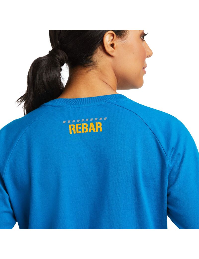 Vêtements De Travail Ariat Rebar CottonStrong Block T Shirts Bleu | YJM-3818177