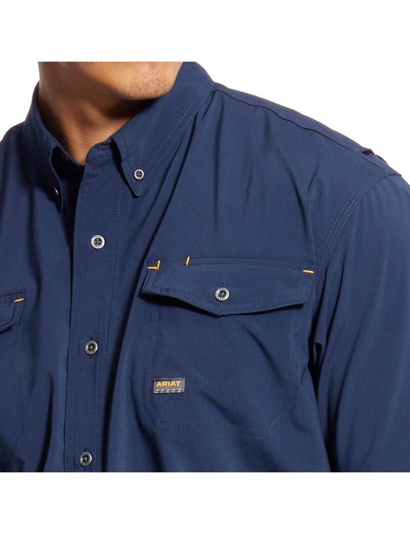 Chemises De Costume Ariat Rebar Made Tough VentTEK DuraStretch Travail Bleu Marine | QVL-8955349