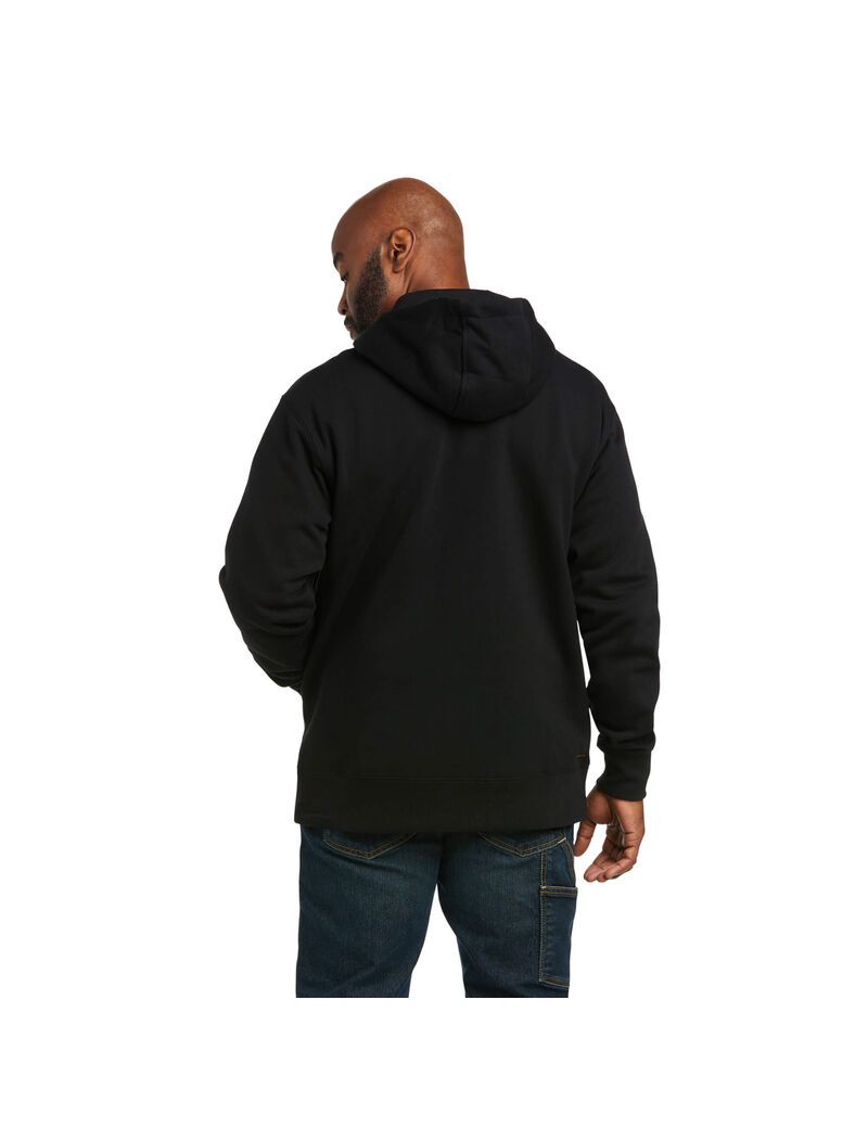 Sweat à Capuche Ariat Rebar Workman 1/4 Zip Noir | AHG-6450204