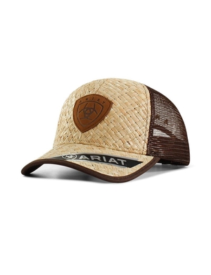 Casquettes Ariat Shield patch natural weave Marron | DIG-4764785