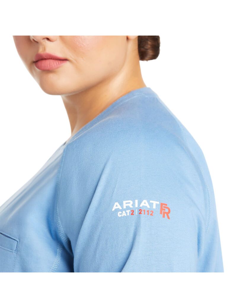 Chemises Ariat FR Air Crew Bleu | EIU-5676474