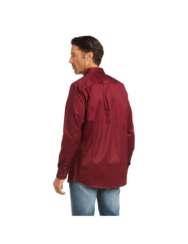 Chemises De Costume Ariat Solid Twill Fitted Bordeaux | EJR-5294218