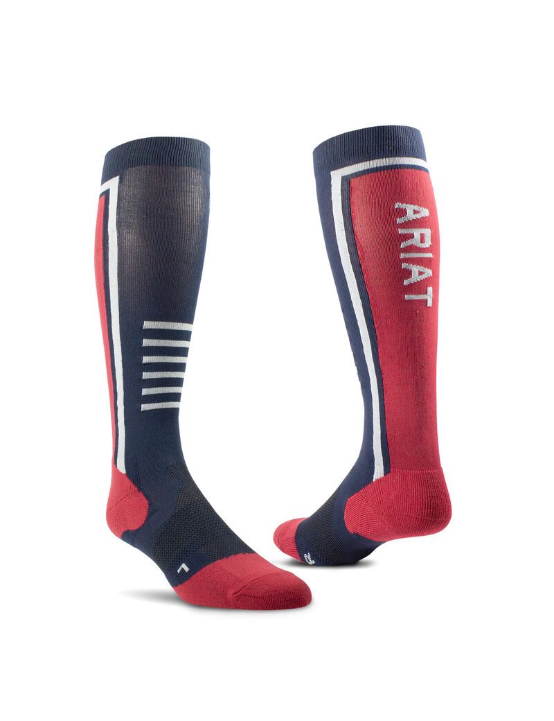 Chaussettes Ariat Slimline Performances Bleu Marine Rouge | AMH-0554547