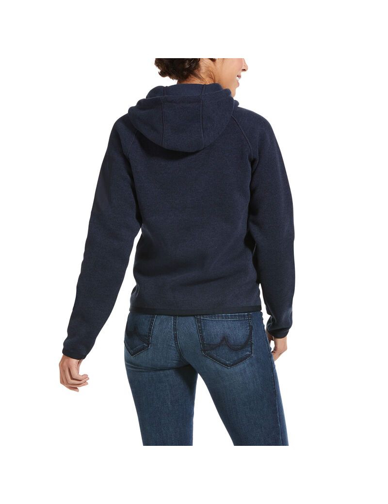 Sweat à Capuche Ariat Polartec Flou Full Zip Bleu Marine | UIH-7787481