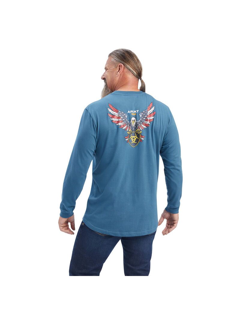 Vêtements De Travail Ariat Rebar Coton Strong American Raptor T Shirts Turquoise | YJV-0983501