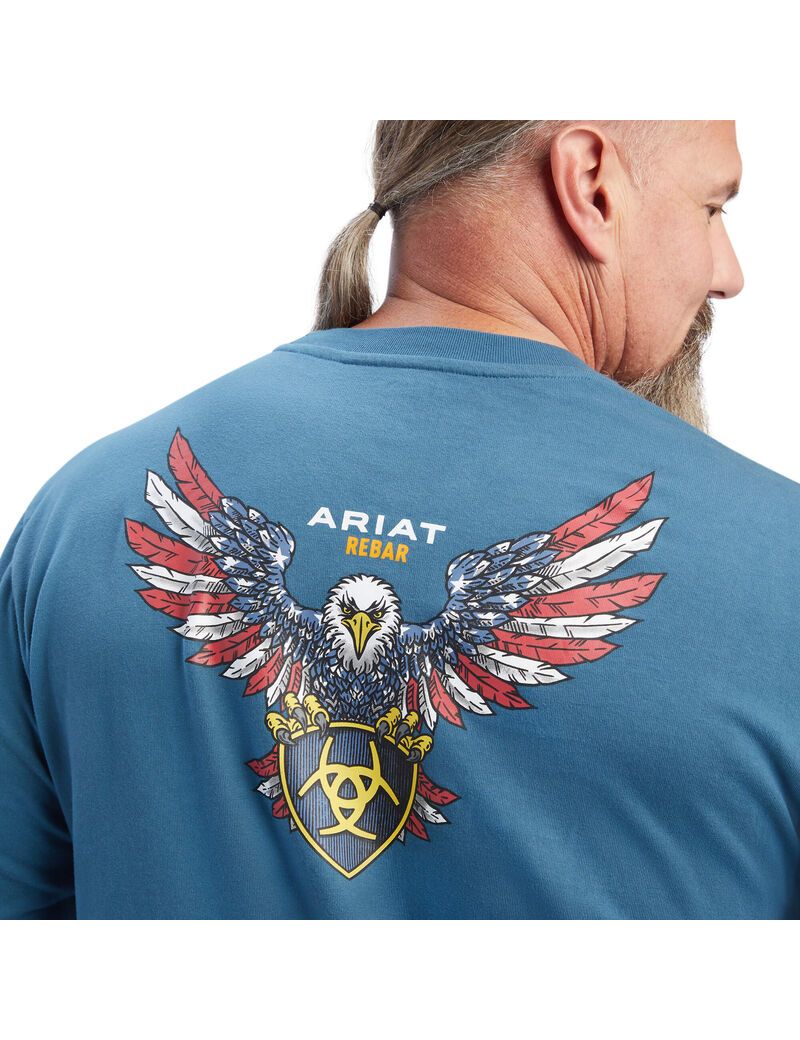 Vêtements De Travail Ariat Rebar Coton Strong American Raptor T Shirts Turquoise | YJV-0983501