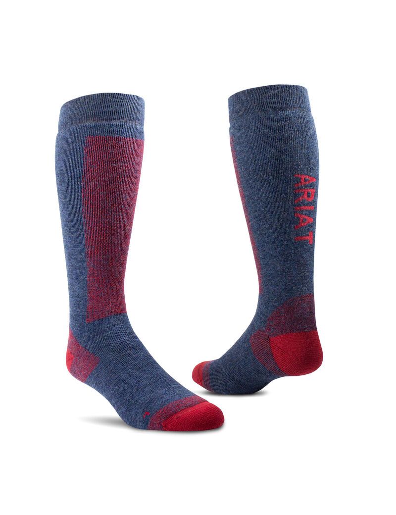 Chaussettes Ariat Merinos Bleu Marine Rouge | TDH-4995477