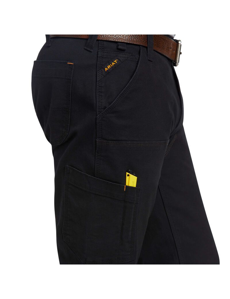 Vêtements De Travail Ariat Rebar M7 Slim DuraStretch Made Tough Double Front Droit Pants Noir | PJT-4652182