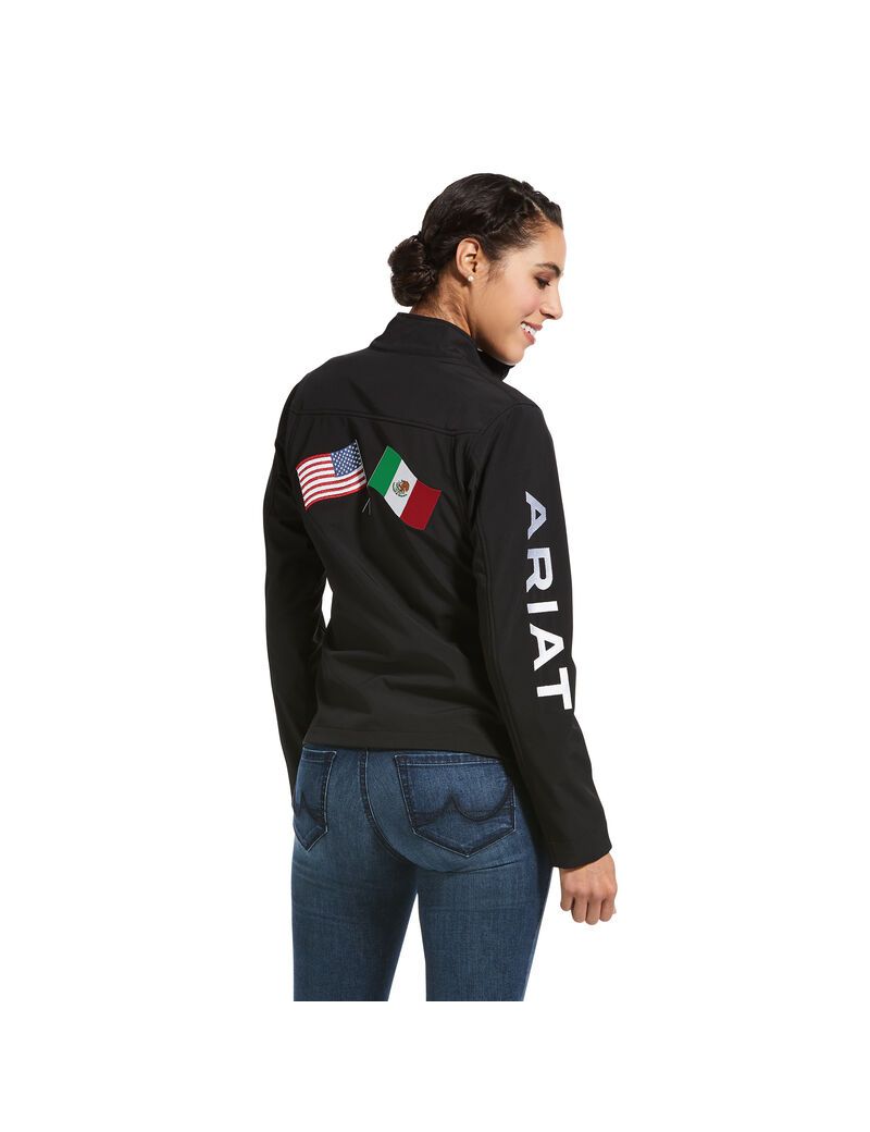 Vestes Ariat Classiche Team USA/MEX Softshell Noir | VAT-7550926