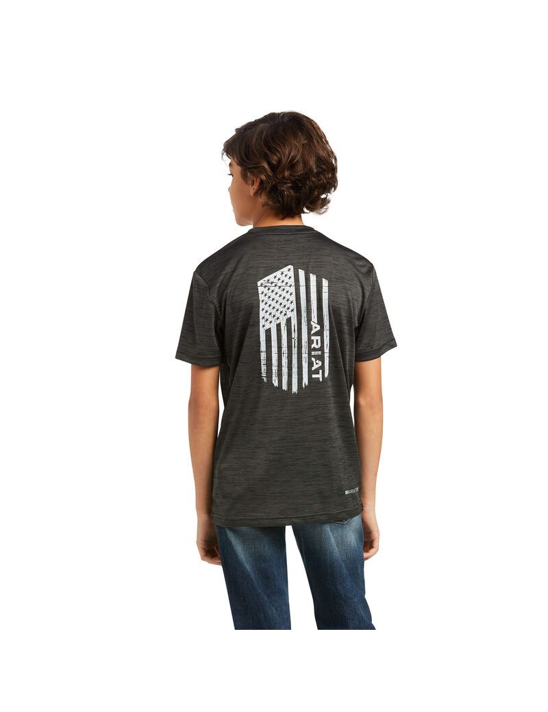 T Shirts Ariat Charger Vertical Flag Tee Grise | TZM-4893757