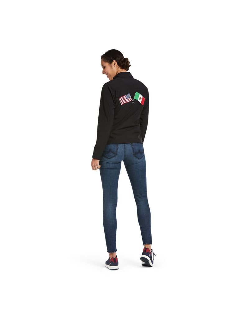 Vestes Ariat Classiche Team USA/MEX Softshell Noir | VAT-7550926