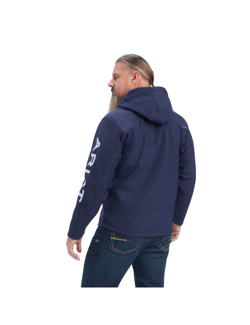 Vestes Ariat Rebar Stretch Tela Softshell Encapuchonné Logo Bleu Marine Grise | ZCG-8971360