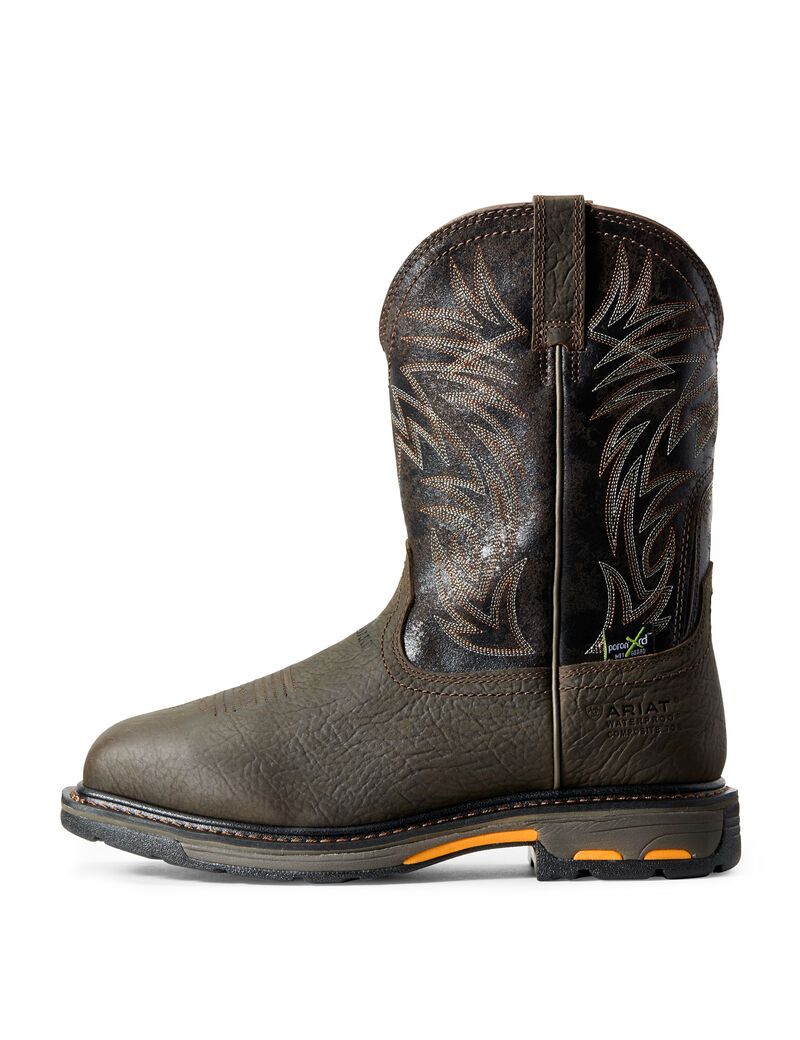 Bottes Imperméables Ariat WorkHog Larges Square Embout MetGuard Composite Embout Travail Marron | CIH-7552652