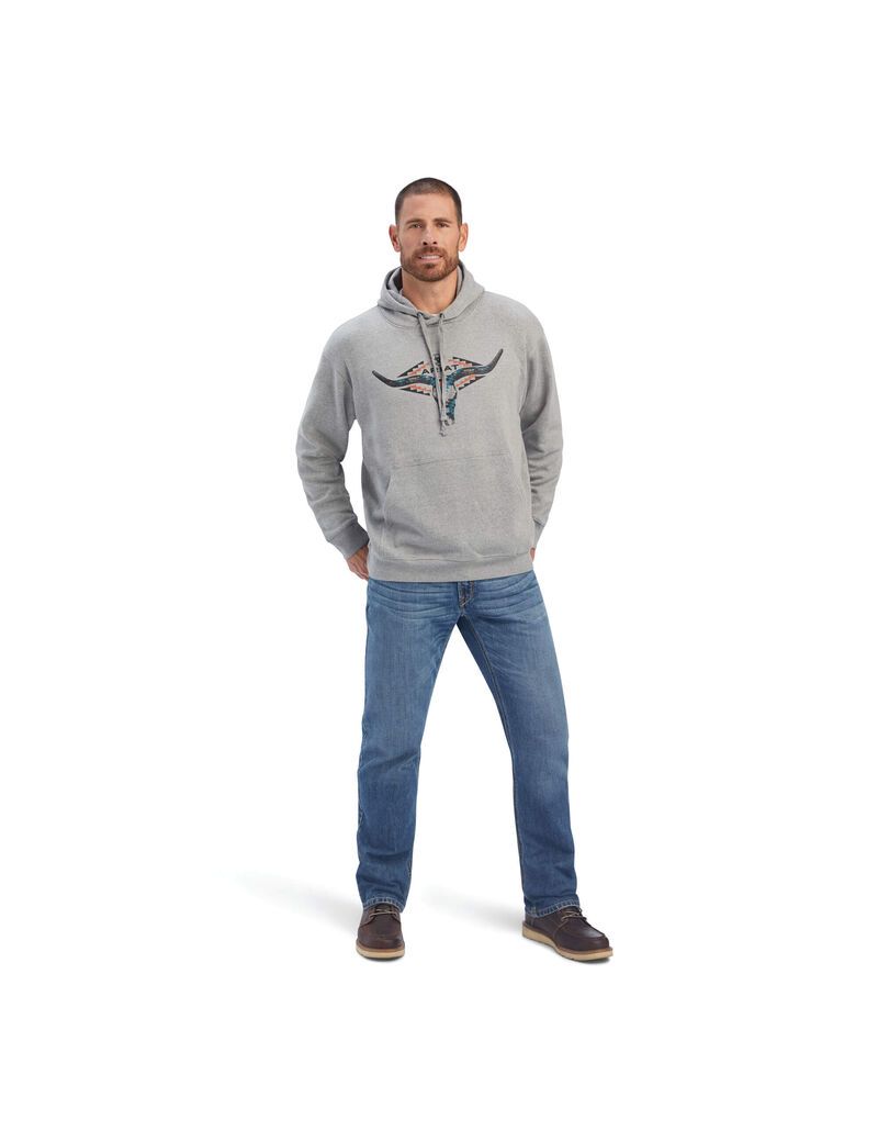 Sweats Ariat Horns Southwest Grise | XVG-7709141