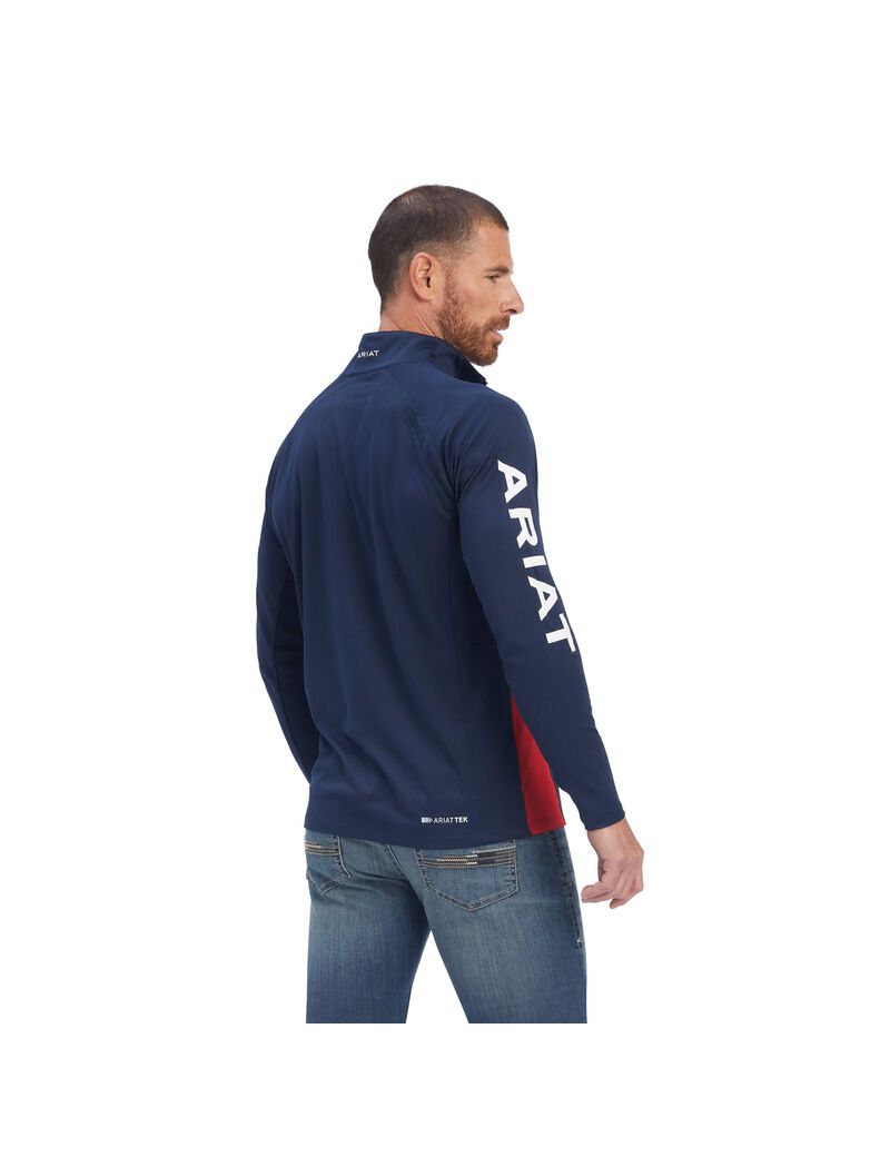 Couches Intermédiaires Ariat Sunstopper Team 1/4 Zip Bleu Marine | LUT-5478239