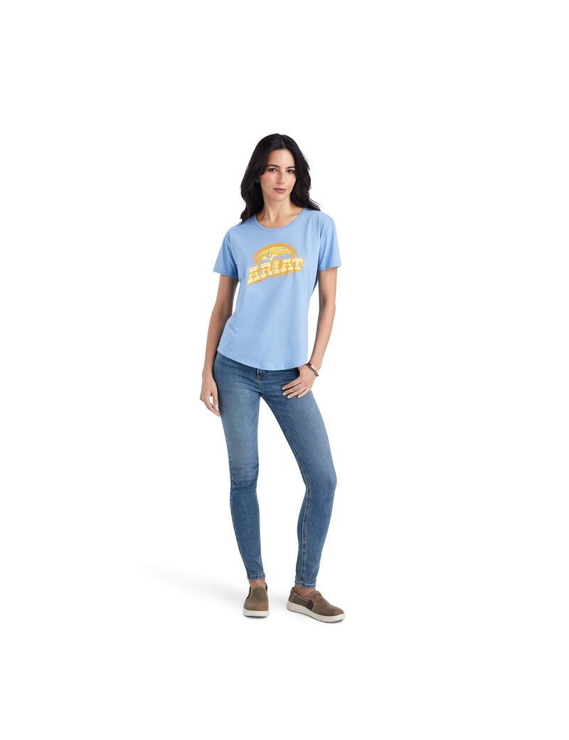 Hauts Ariat Sunset Arc Tee Bleu | FEH-1702818