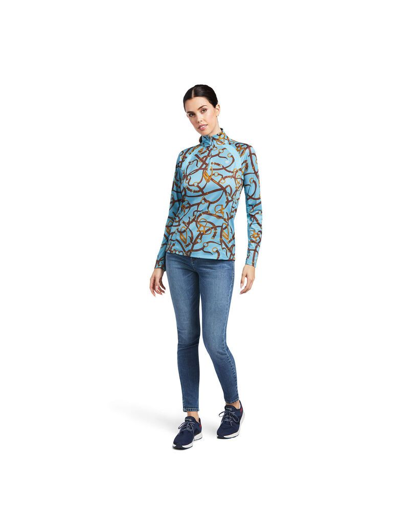 Hauts Ariat Sunstopper 2.0 1/4 Zip Bleu | UIL-9061174