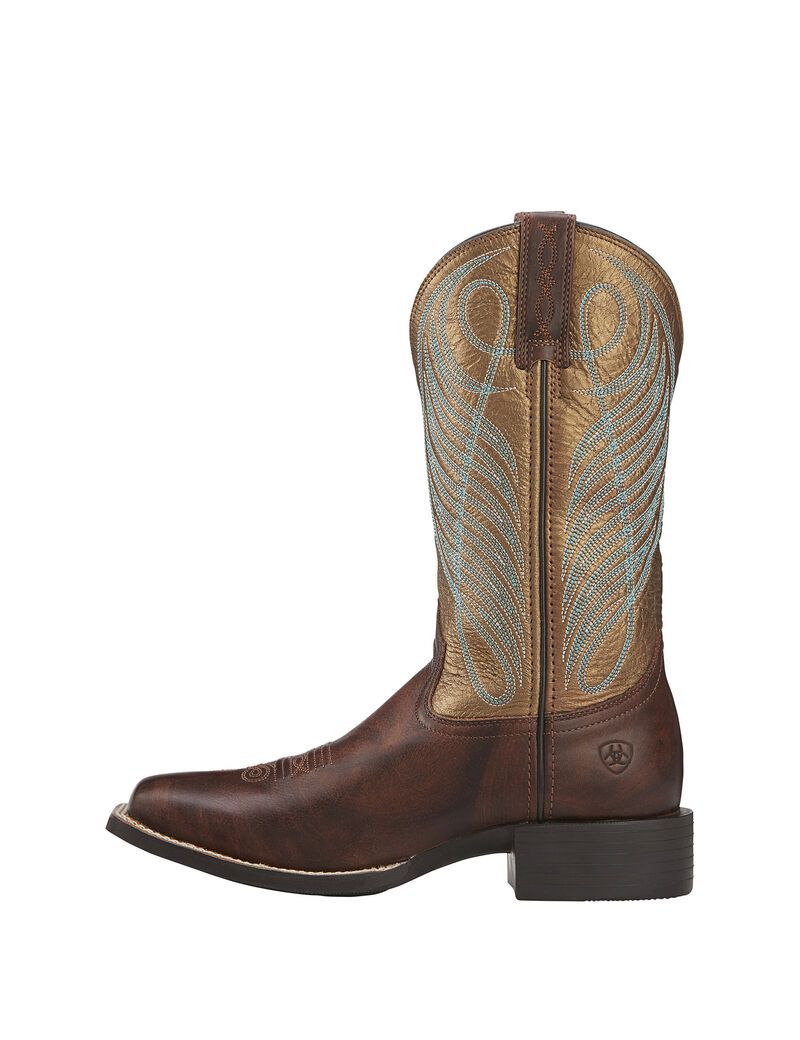 Bottes Western Ariat Round Up Larges Square Embout Marron | UCI-7389698